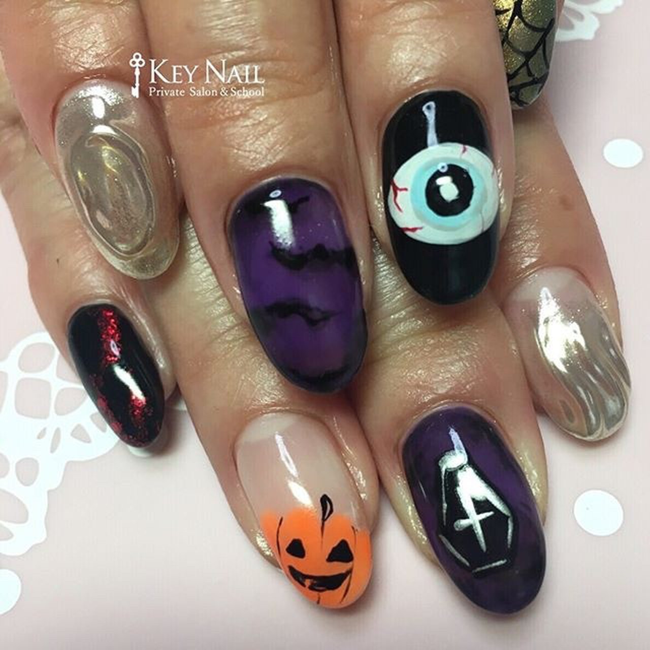 秋 ハロウィン ハンド ミラー ロック Keyのネイルデザイン No ネイルブック