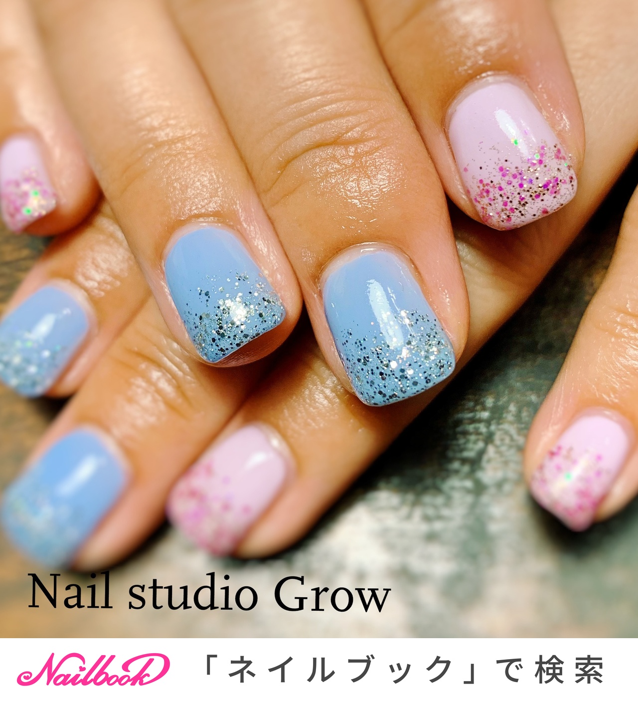 ピンク ブルー ラメグラデーションのネイルデザイン 3ページ目 ネイルブック