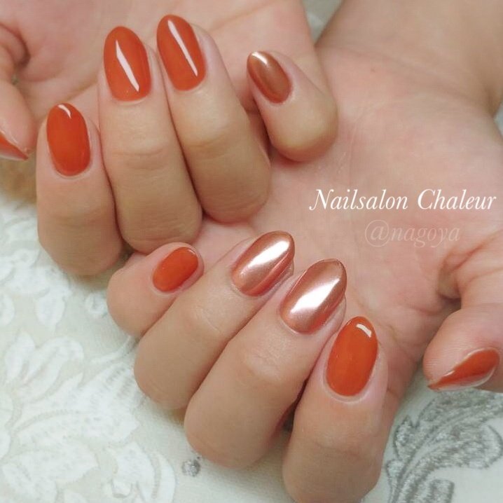 秋 冬 オレンジ ブラウン Nailsalon Chaleurのネイルデザイン No ネイルブック