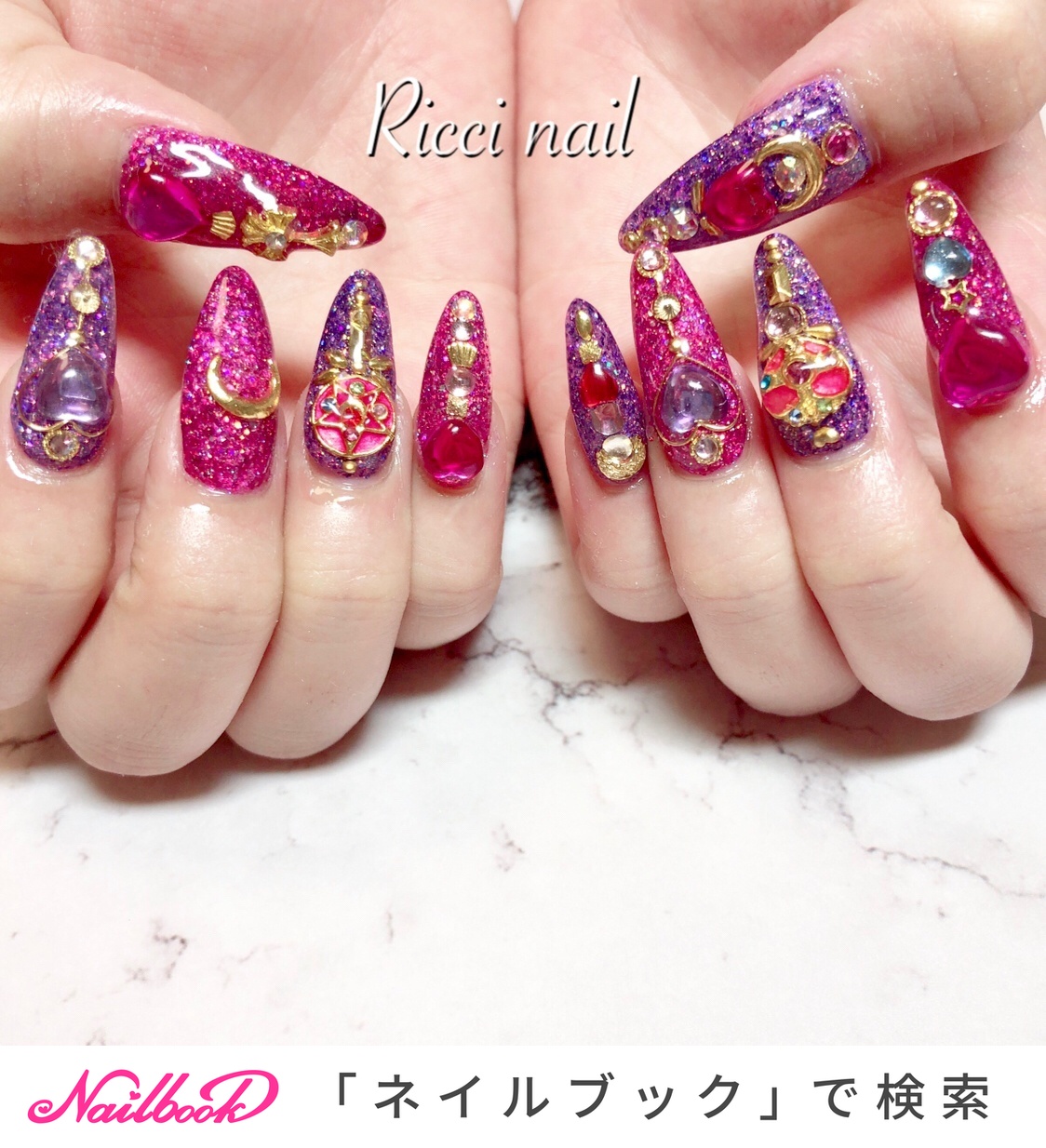 ハンド/ビジュー/ラメ/ワンカラー/痛ネイル - Riccinailのネイル