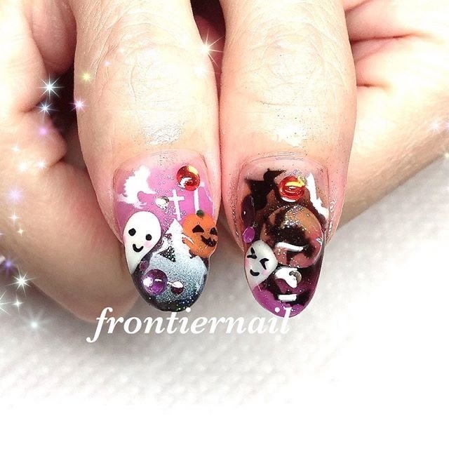 ハロウィン ハンド キャラクター ミディアム パープル Frontiernail 渋谷美香のネイルデザイン No ネイルブック