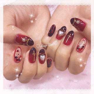 赤黒グラデーションネイルのネイルデザイン ネイルブック