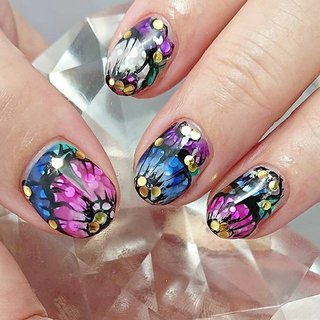 パープル ブラック ゴージャスネイルのネイルデザイン ネイルブック