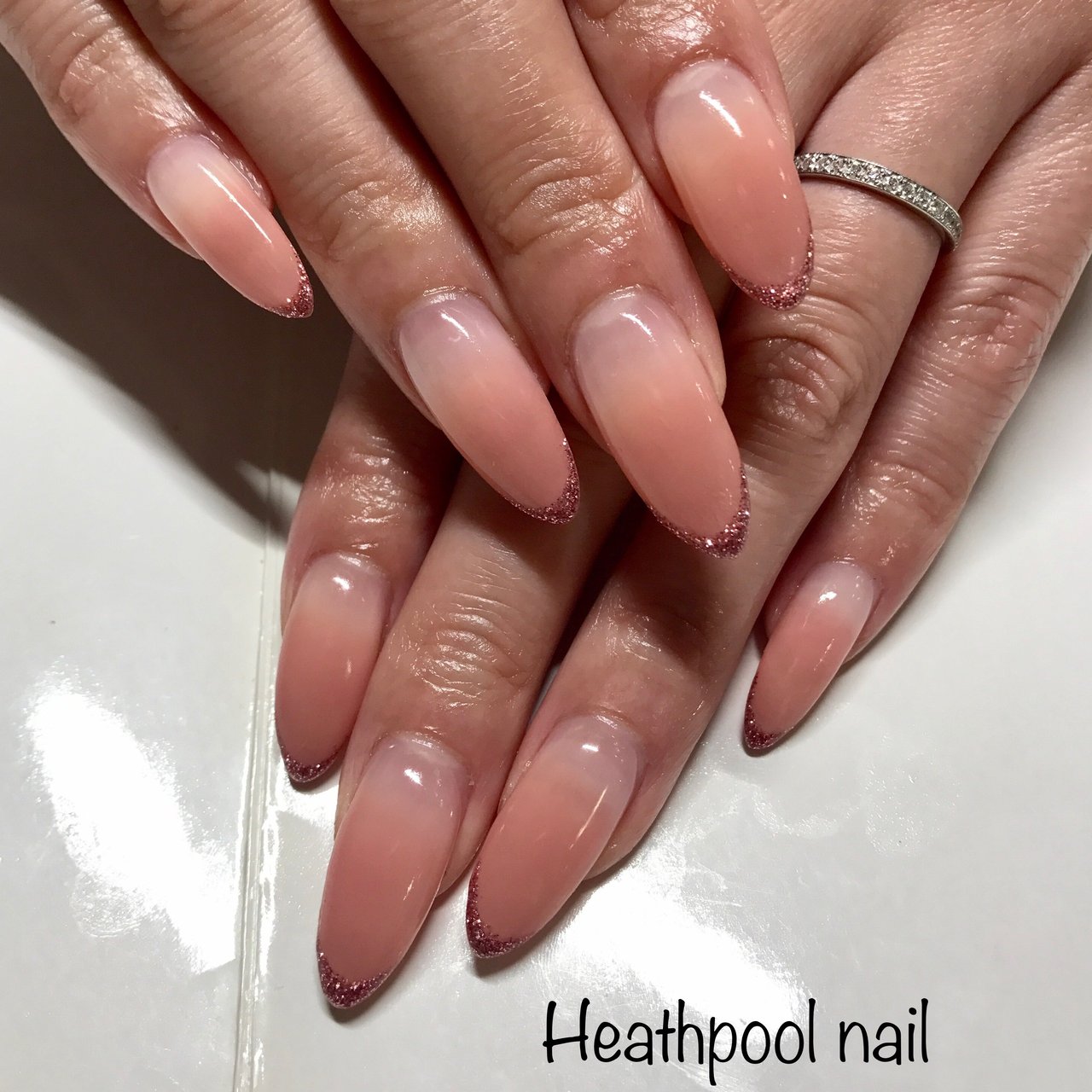 ハンド フレンチ グラデーション ラメ ピンク Heathpoolnailのネイルデザイン No ネイルブック