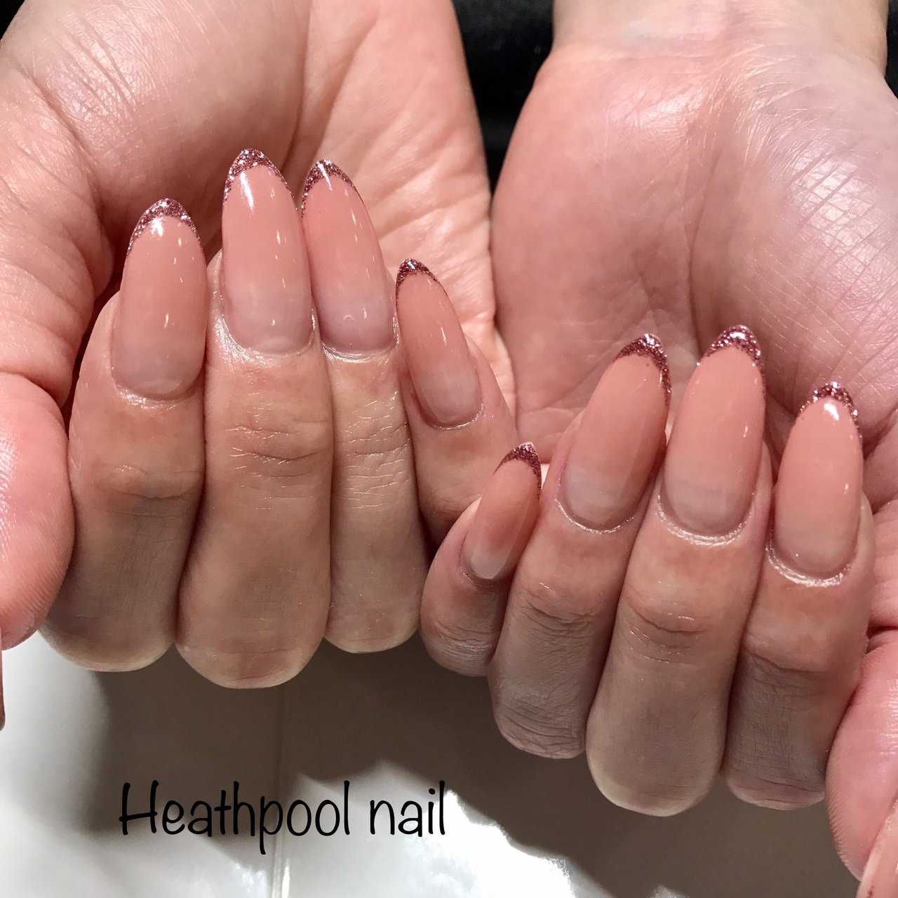 ハンド フレンチ グラデーション ラメ ピンク Heathpoolnailのネイルデザイン No 4723294 ネイルブック