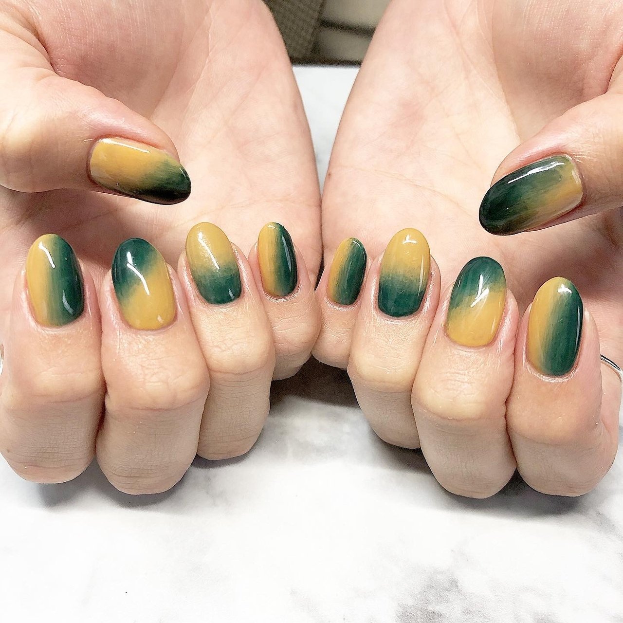 秋 ベージュ グリーン アースカラー お客様 Maiのネイルデザイン No ネイルブック