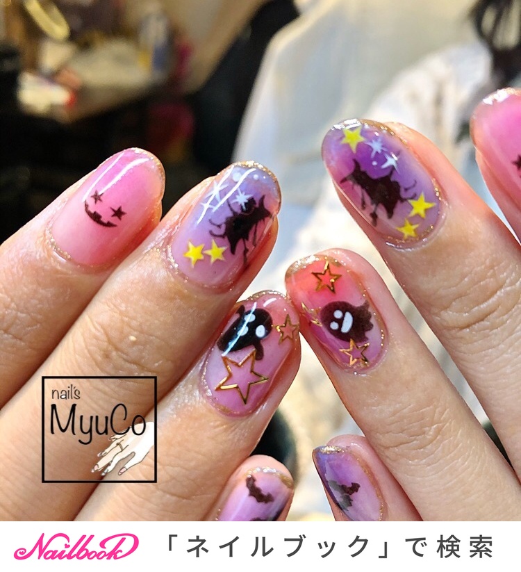 ハロウィン/ハンド/ミディアム/ピンク/パープル - nail's MyuCo