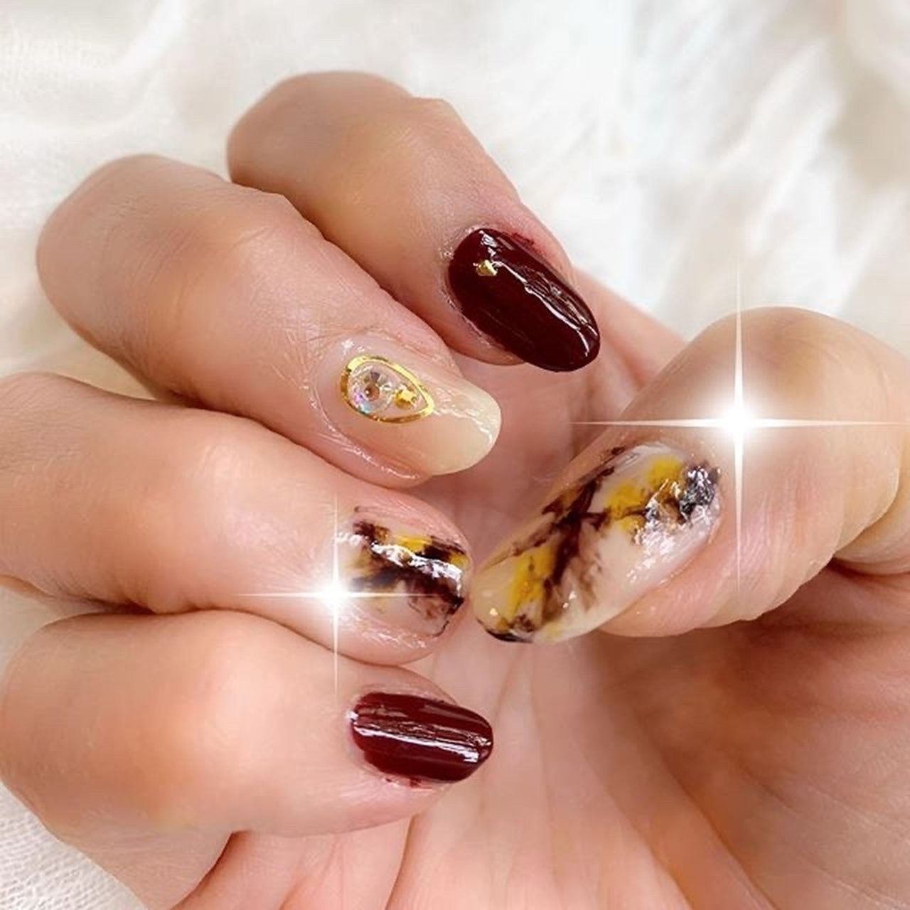 秋 オールシーズン ハンド タイダイ 大理石 ちゃめのネイルデザイン No ネイルブック