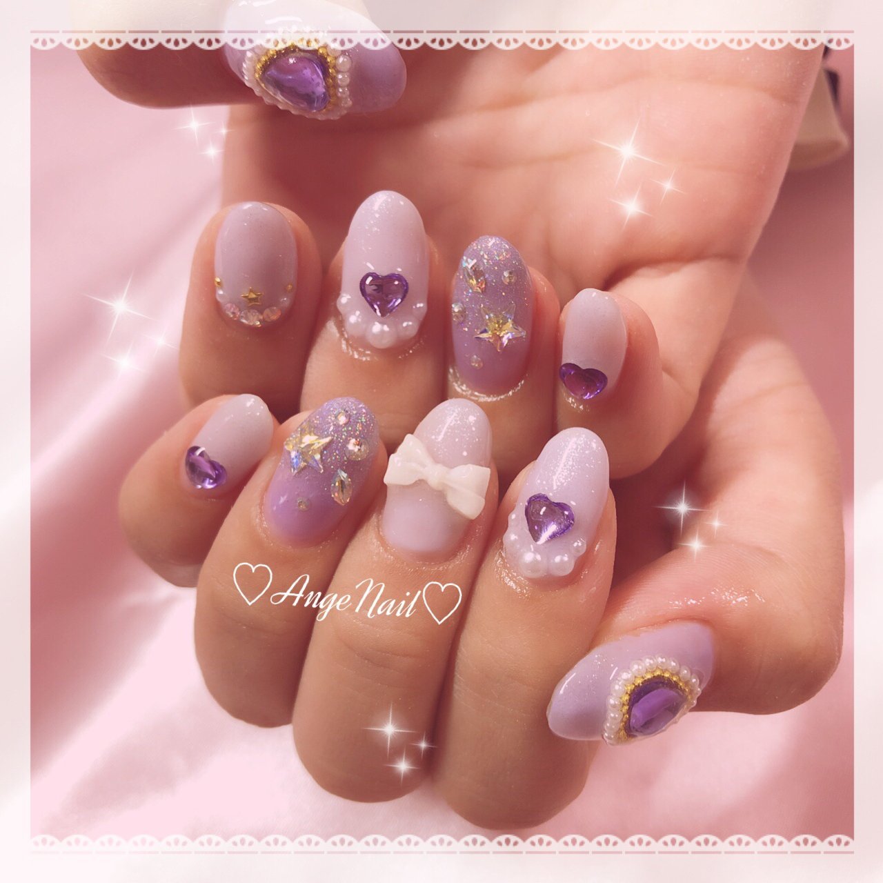 にゃんちゅnail【オーダー】ゆめかわ ピンク ハート ネイルチップ