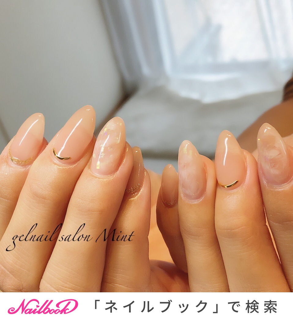 ナチュラルマーブルネイルのネイルデザイン ネイルブック