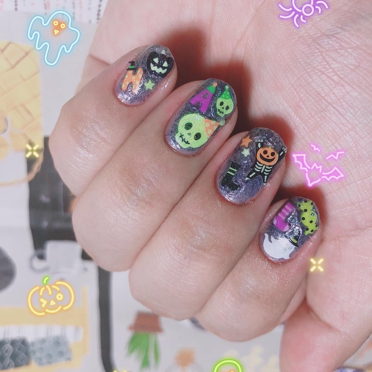 秋 ハロウィン 女子会 ハンド ラメ ゆーほのネイルデザイン No ネイルブック