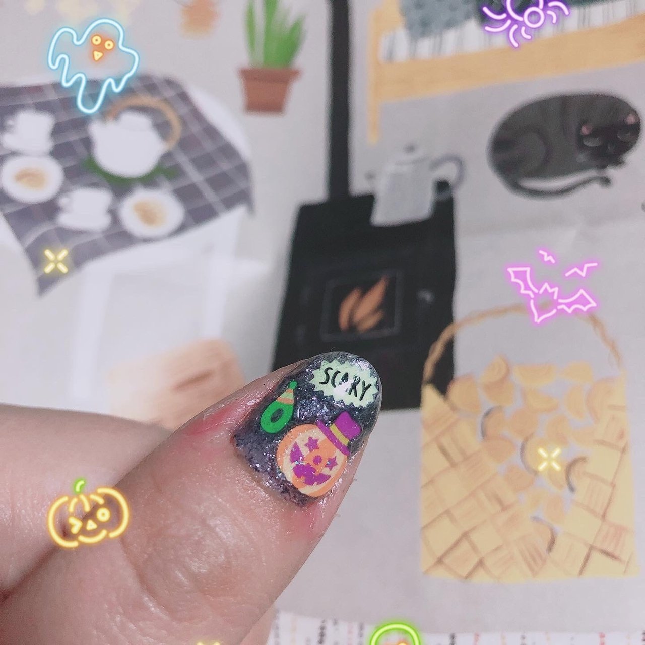 秋 ハロウィン 女子会 ハンド ラメ ゆーほのネイルデザイン No ネイルブック