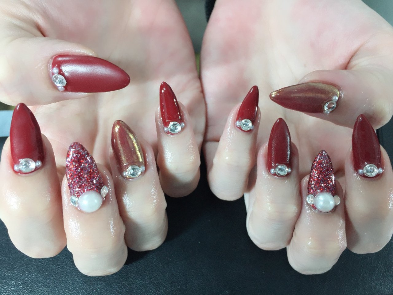 秋 クリスマス ハンド レッド ボルドー Asami Glam Nのネイルデザイン No ネイルブック