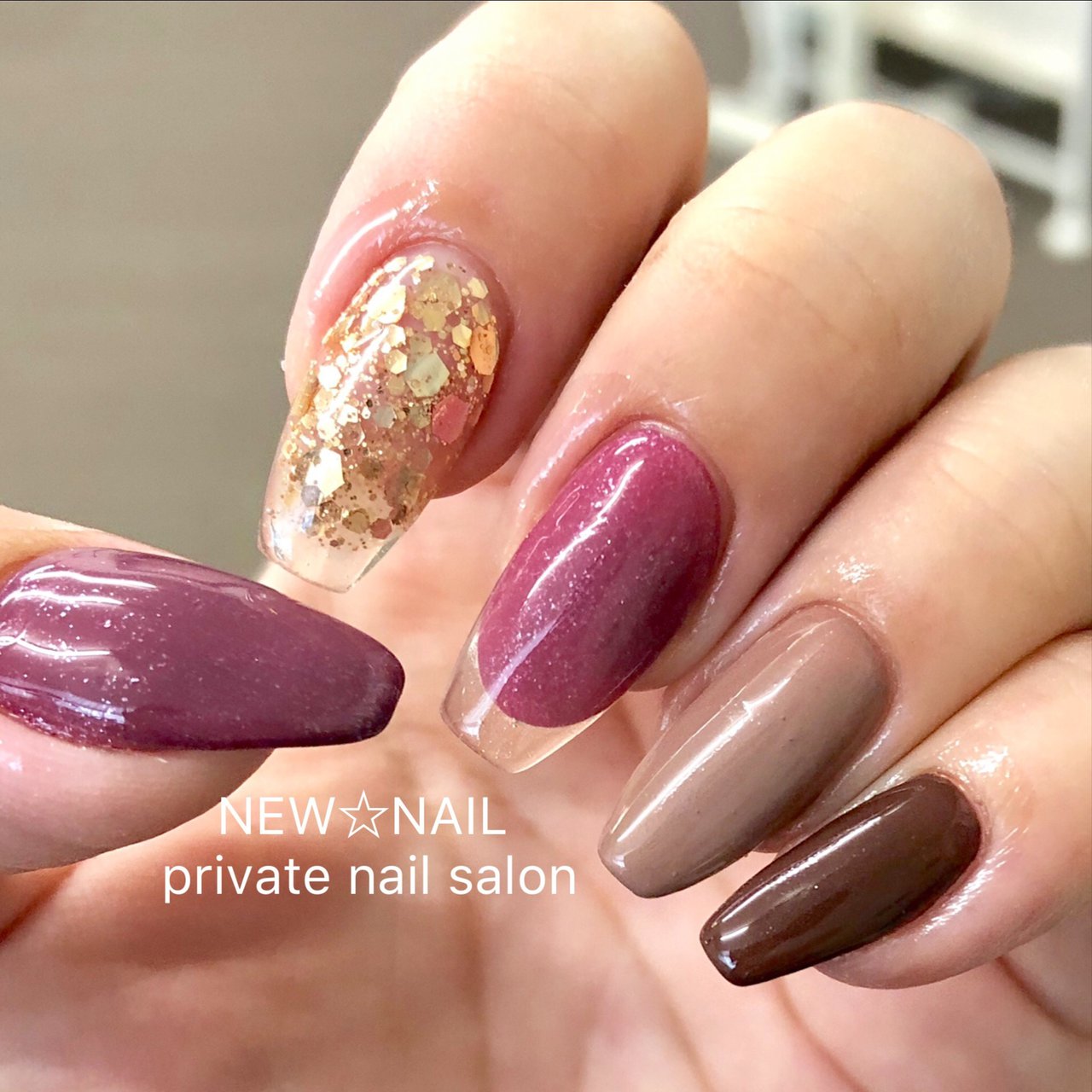 秋 冬 ピンク ブラウン グレージュ New Nail 自爪育成サロン のネイルデザイン No ネイルブック