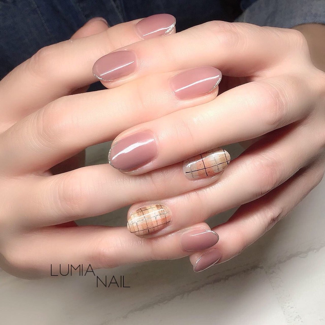 秋 ハンド シンプル ワンカラー チェック Lumianailのネイルデザイン No ネイルブック
