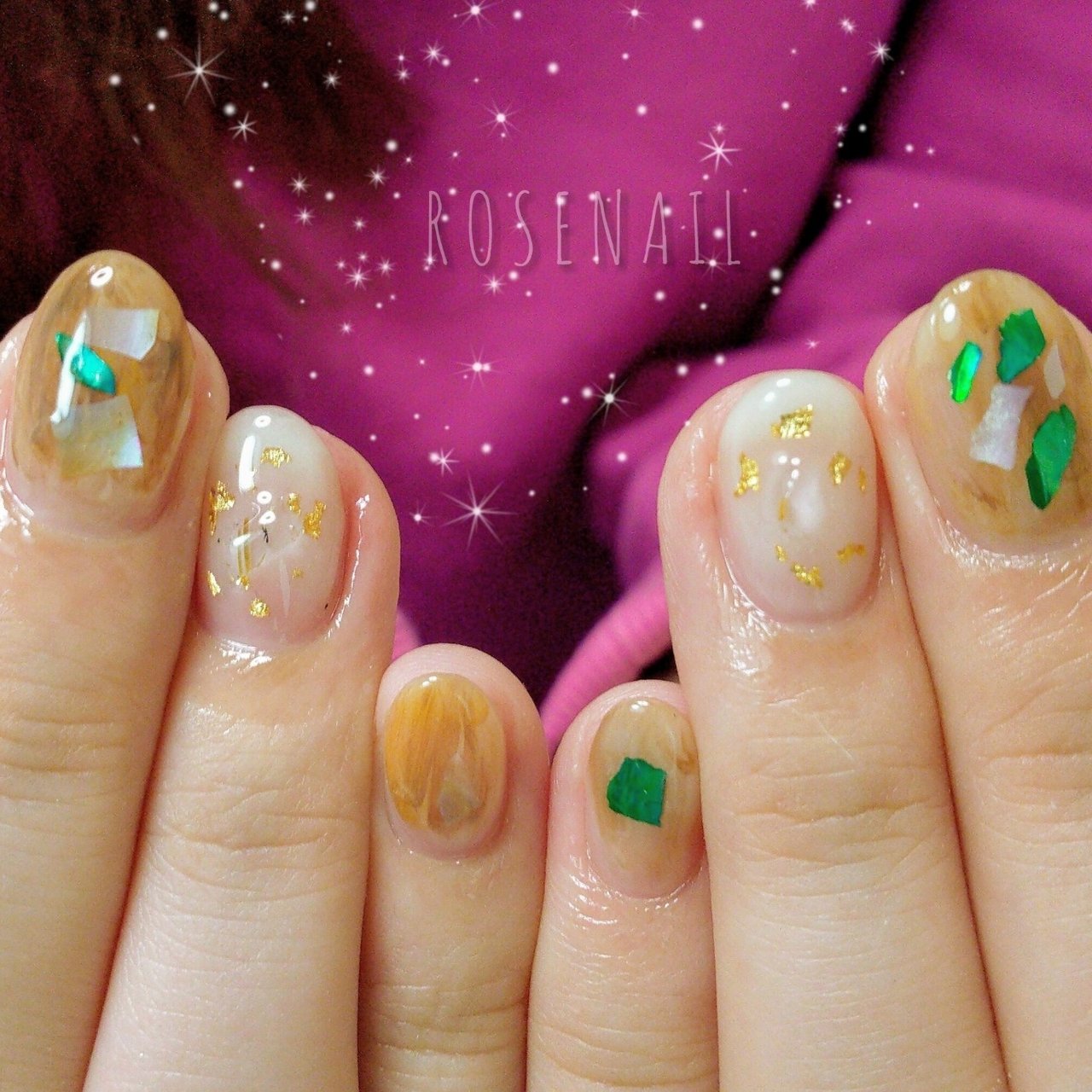 秋 冬 ハンド シェル 大理石 Rose Nail のネイルデザイン No ネイルブック