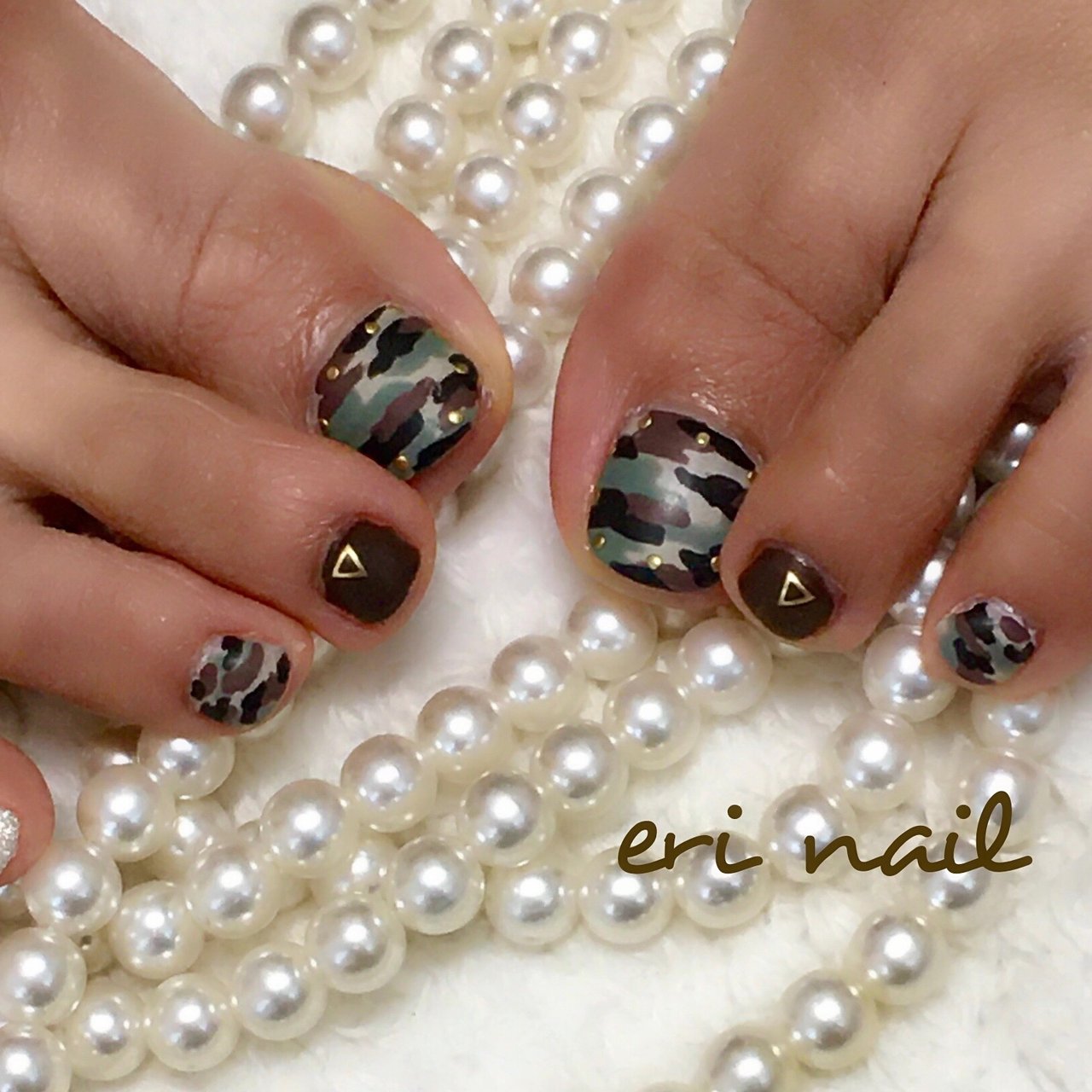 秋 冬 フット カモフラージュ ベージュ 名古屋市天白区 自宅ネイルサロン Eri Nailのネイルデザイン No ネイルブック