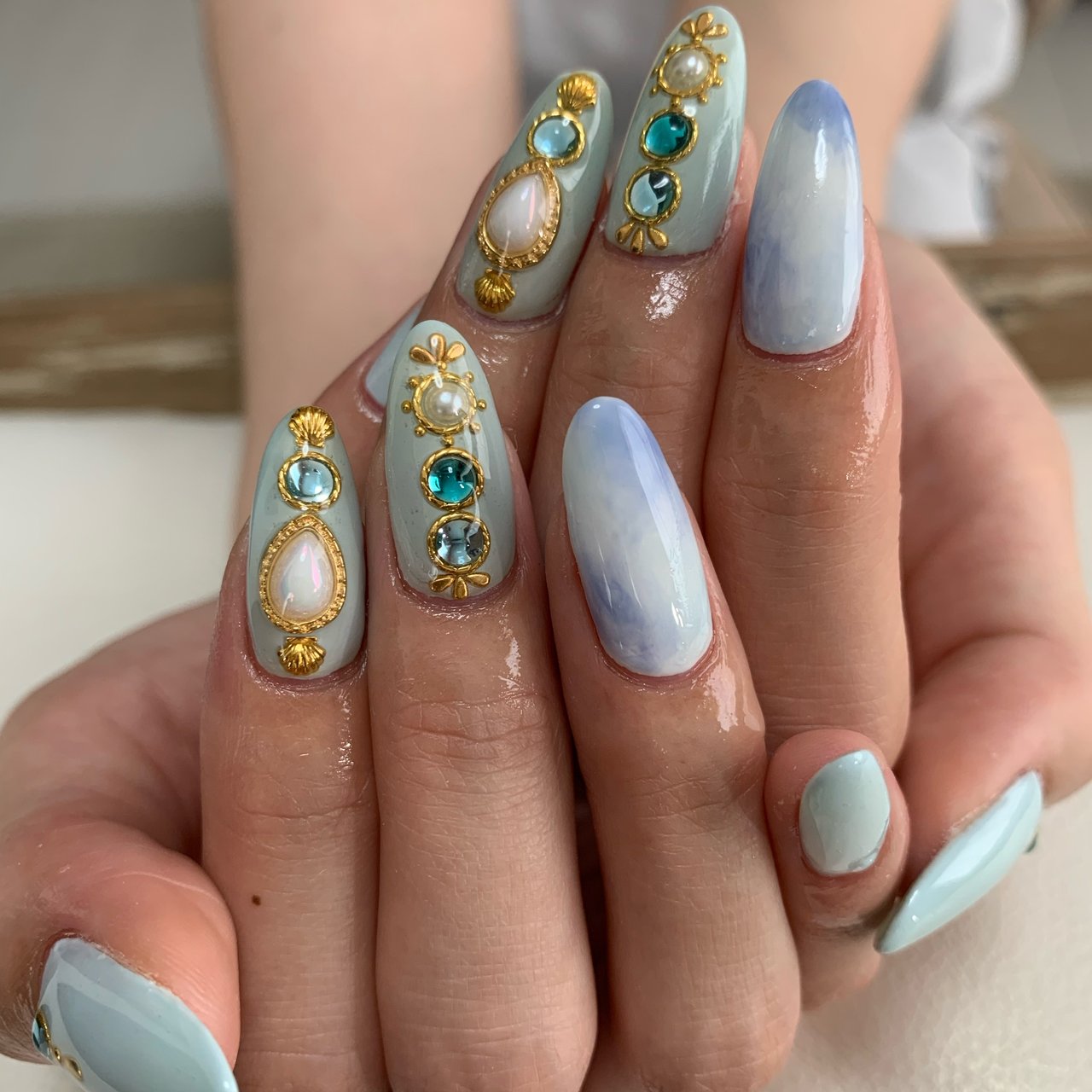 夏 海 ハンド シンプル タイダイ Meiのネイルデザイン No ネイルブック