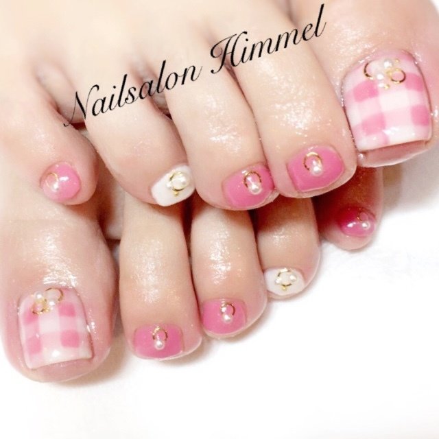 フット チェック ショート ピンク ジェル Nail Himmelのネイルデザイン No ネイルブック