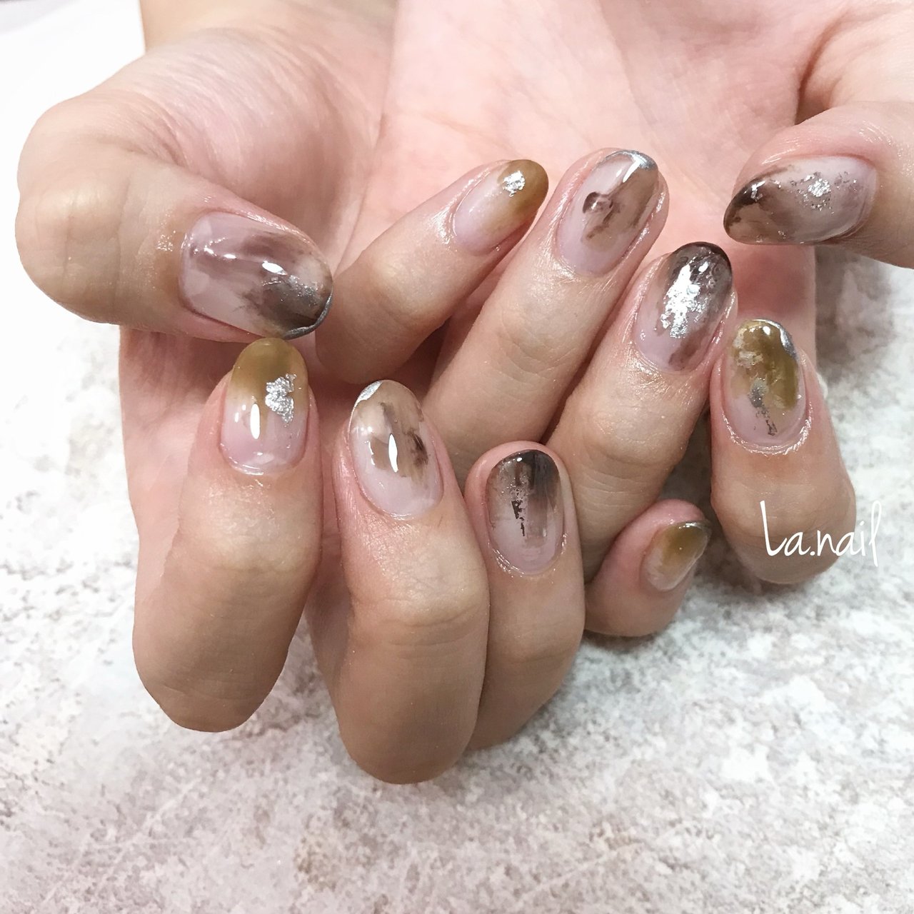 秋 冬 ハンド ニュアンス グリーン La Nailのネイルデザイン No ネイルブック