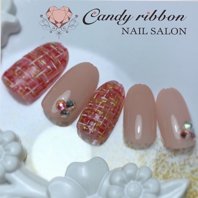 秋 冬 クリスマス ハンド ラメ Candy Ribbonのネイルデザイン No ネイルブック