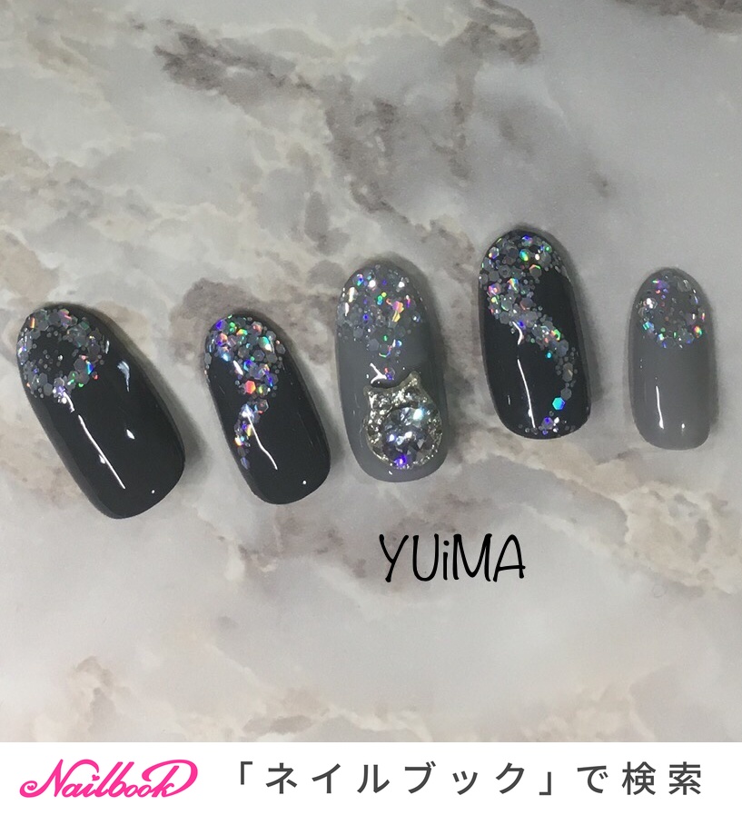 人気順 濃いグレーのネイルデザイン ネイルブック