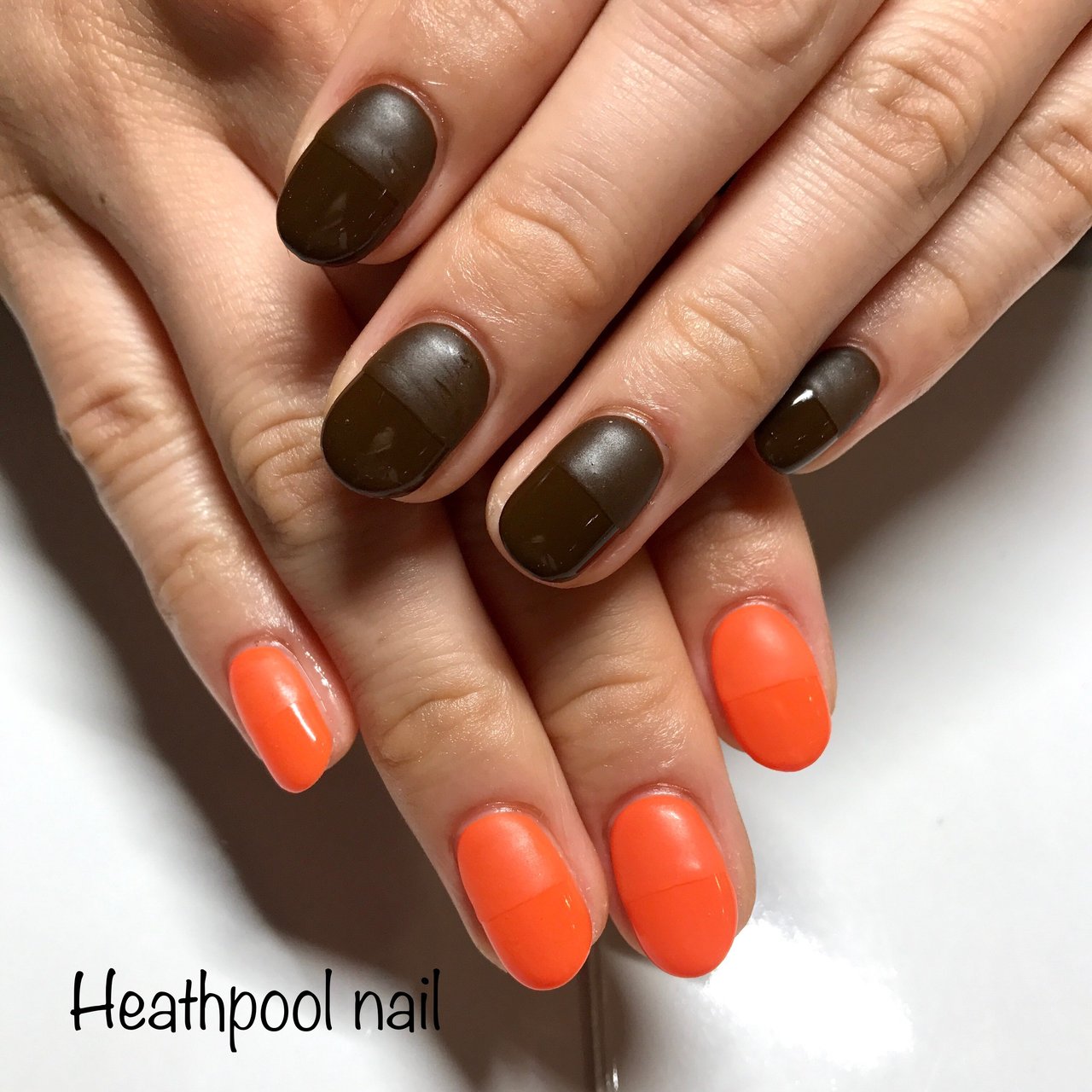 ハンド ワンカラー マット オレンジ ブラウン Heathpoolnailのネイルデザイン No ネイルブック