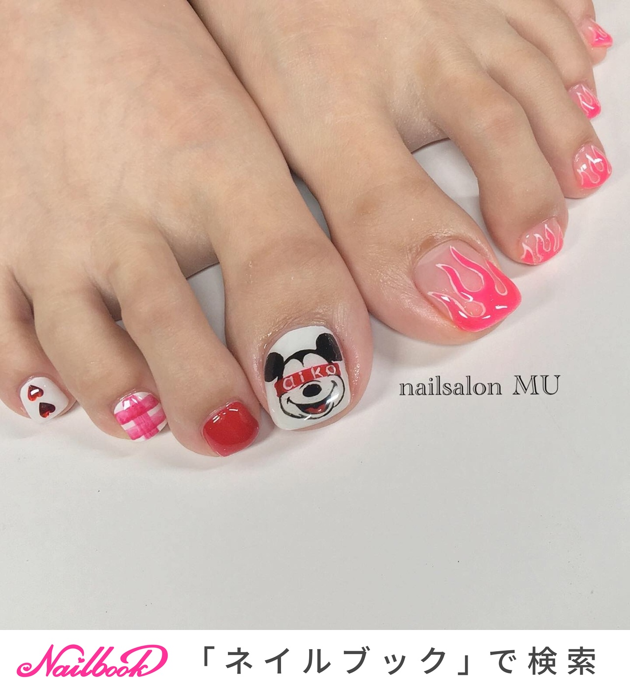 チェック ハート キャラクター ロック ホワイト Nailsalon Mu ミウ のネイルデザイン No ネイルブック