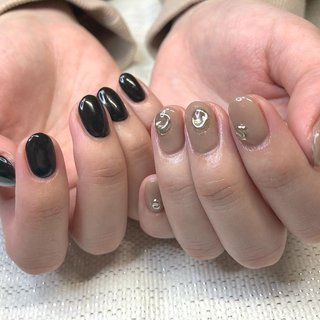 人気順 ベージュ ヌーディー 黒ネイルのネイルデザイン 9ページ目 ネイルブック