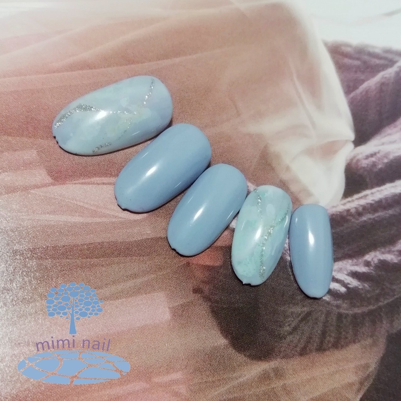 秋 冬 オールシーズン デート 水色 Yuuのネイルデザイン No ネイルブック