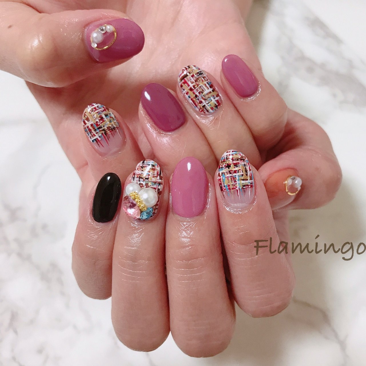 秋 冬 ハンド シンプル ビジュー Magichour317のネイルデザイン No ネイルブック