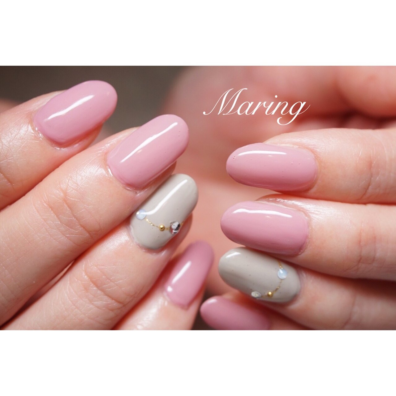 オフィス ハンド ワンカラー ピンク グレー Nailsalon Maring マリング のネイルデザイン No 2065897 ネイルブック