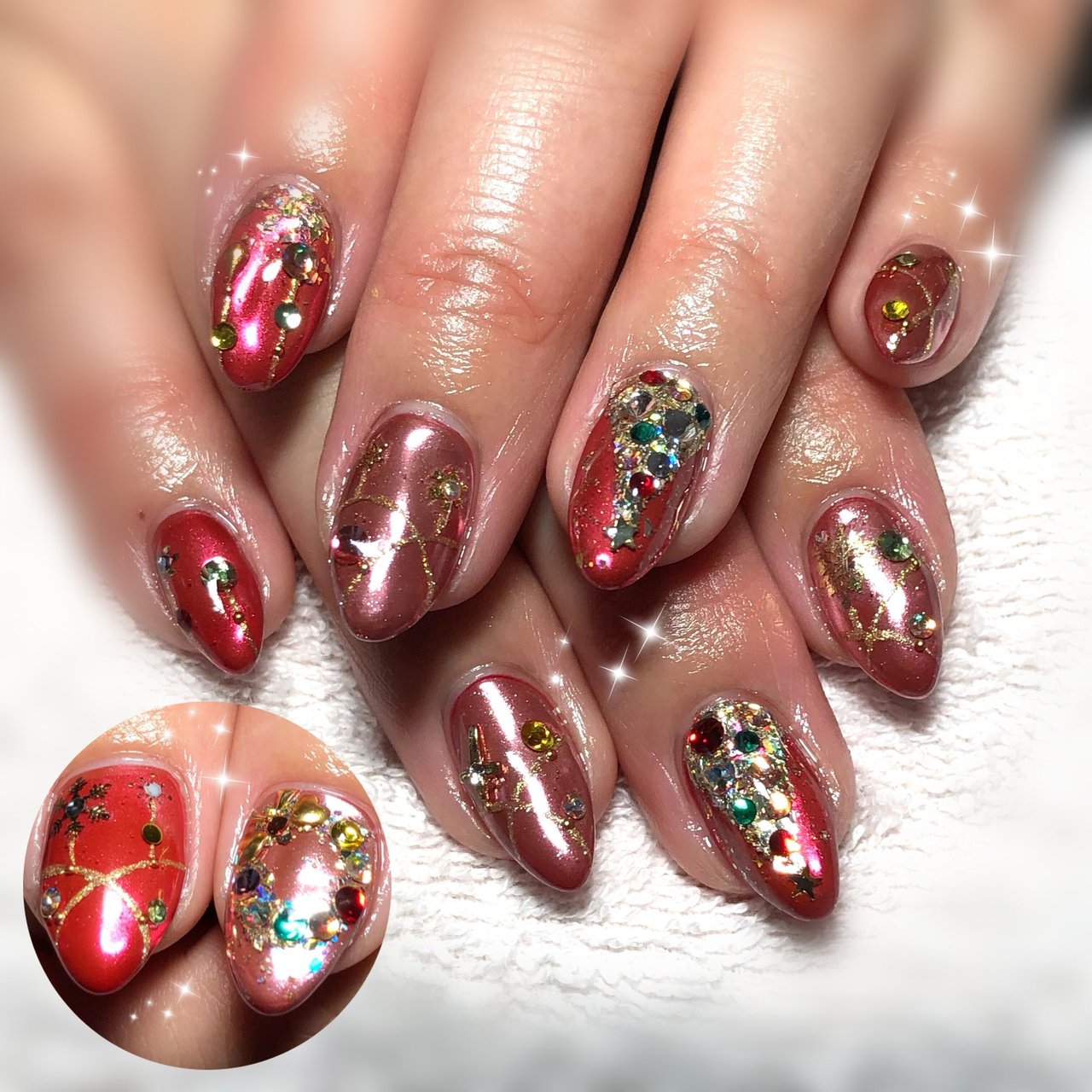 冬 クリスマス ピンク レッド ゴールド Nail Sakiのネイルデザイン No 4820919 ネイルブック