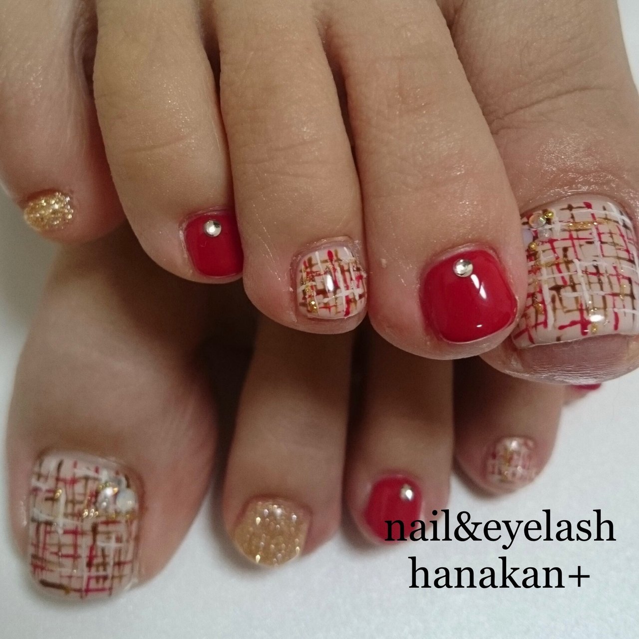 秋 冬 クリスマス オフィス フット Hanakanのネイルデザイン No ネイルブック