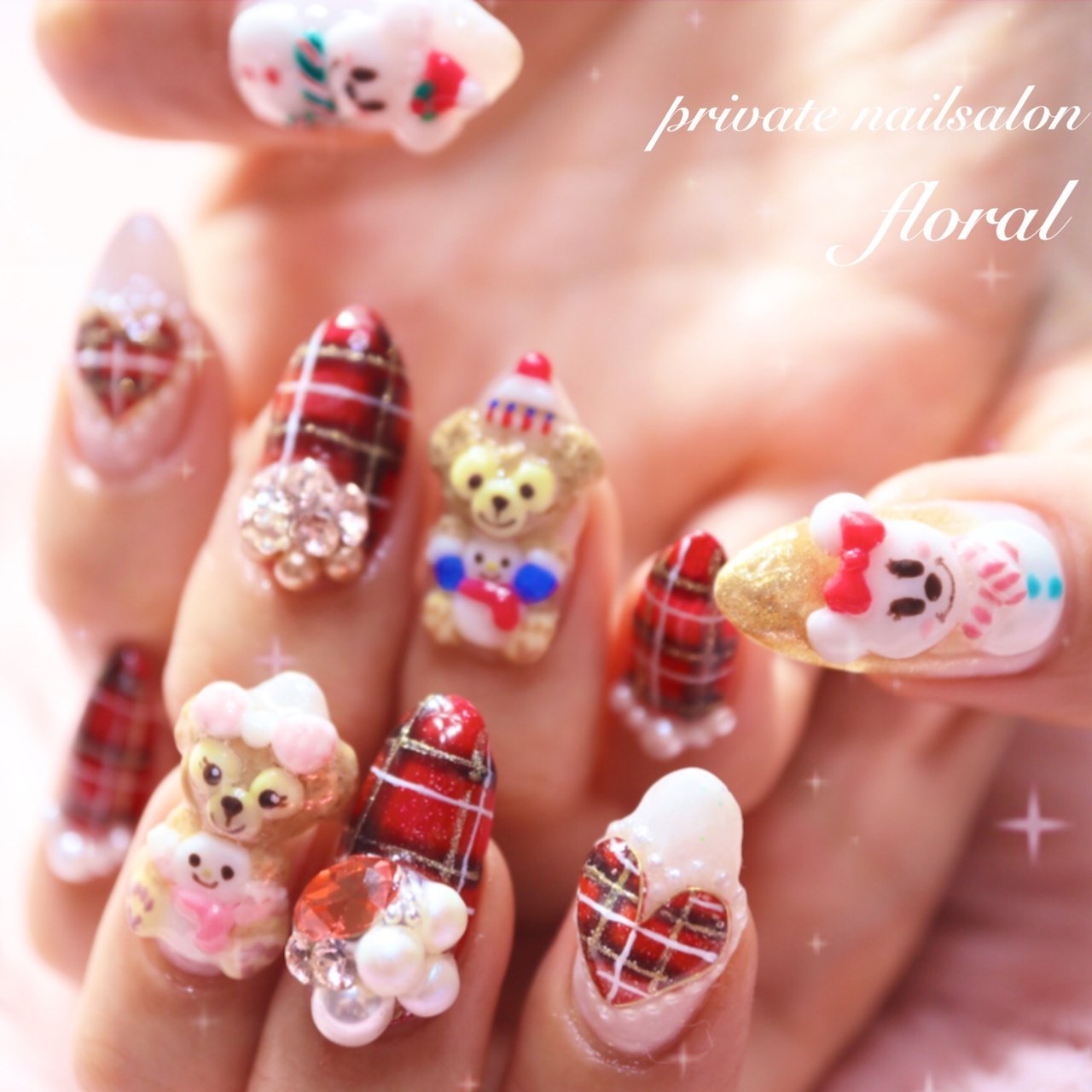 冬 クリスマス パーティー デート ハンド Private Nailsalon Floral M のネイルデザイン No ネイルブック