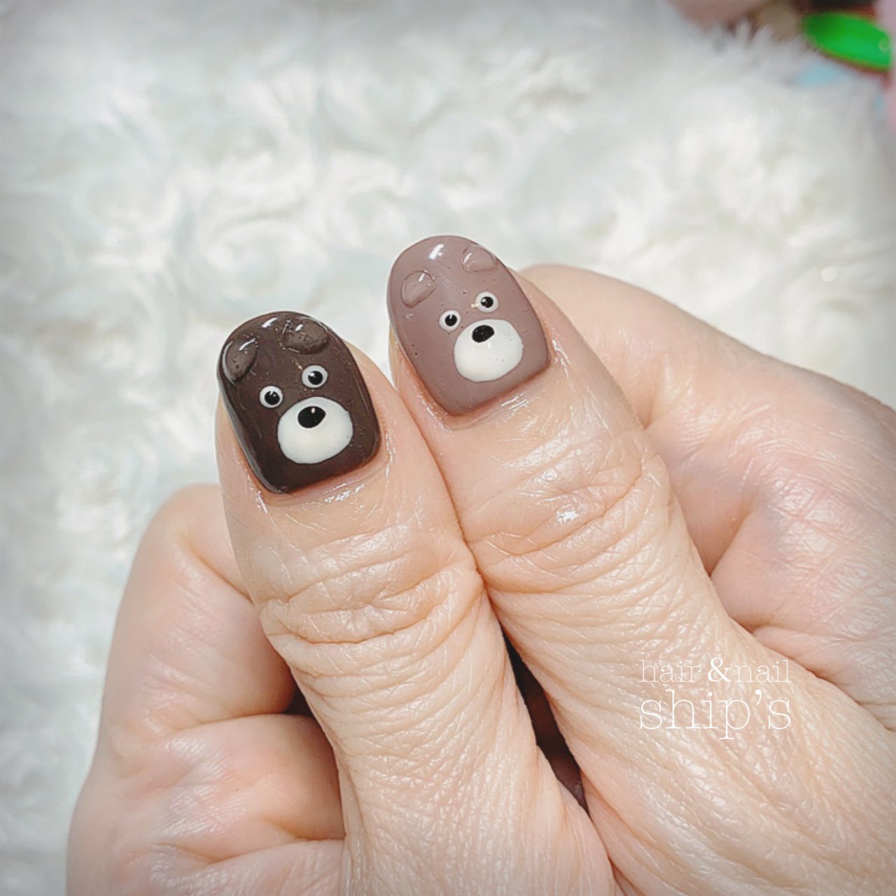 ハンド ワンカラー アニマル柄 ニット ブラウン Ship S のネイルデザイン No ネイルブック