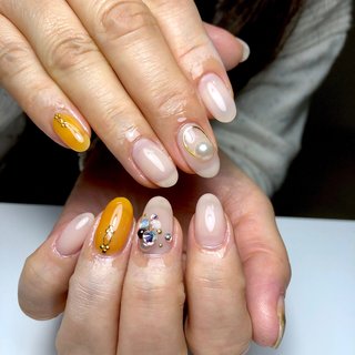 イエローオレンジのネイルデザイン ネイルブック