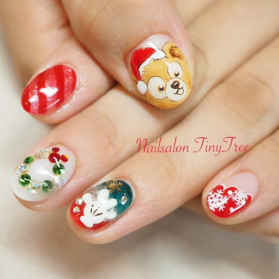 冬 クリスマス ハンド グラデーション ラメ Nailsalontinytreeのネイルデザイン No ネイルブック