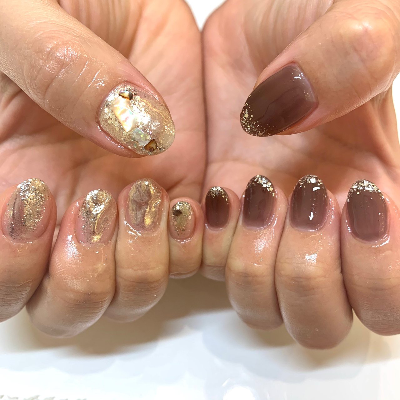 秋 ハンド ニュアンス ショート ジェルネイル Etoile エトワール 御器所店のネイルデザイン No ネイルブック