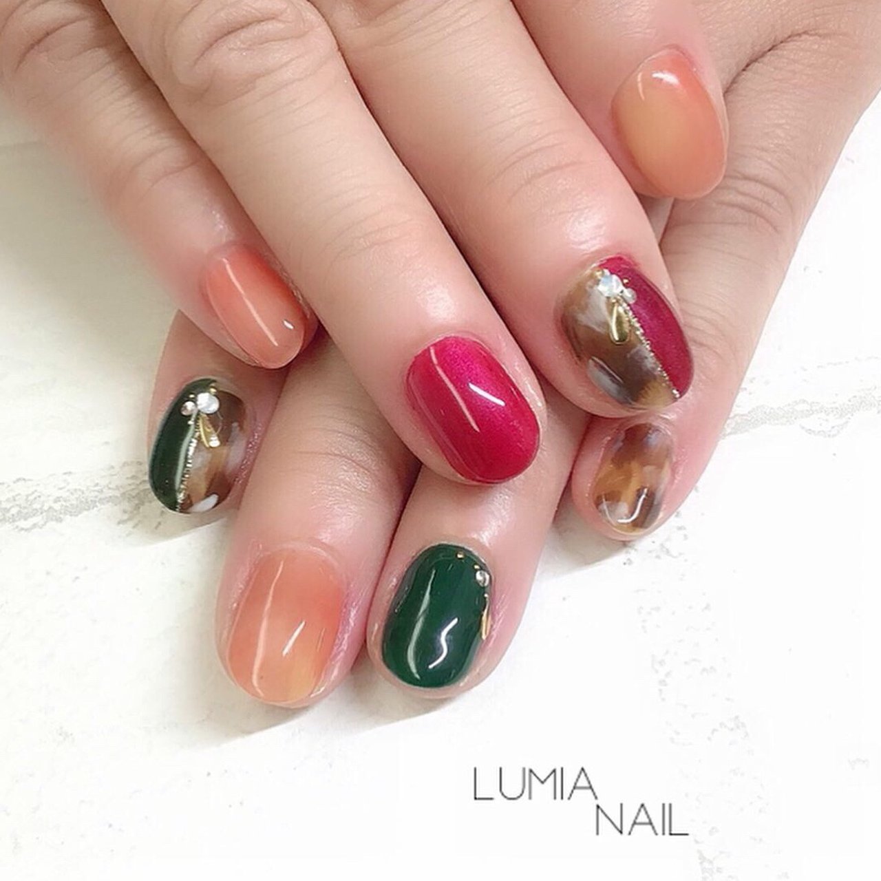 秋 冬 クリスマス ハンド ワンカラー Lumia Nailのネイルデザイン No ネイルブック