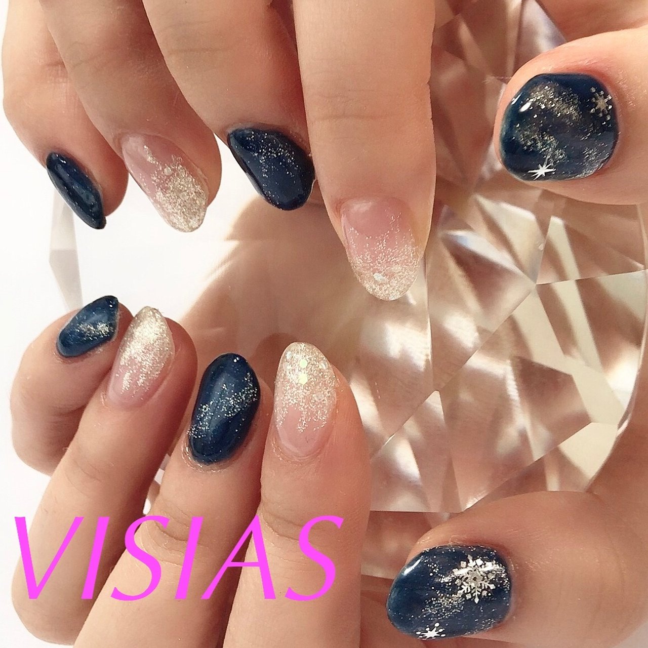 ハンド ネイビー シルバー ジェルネイル お客様 Ayarin0509のネイルデザイン No ネイルブック