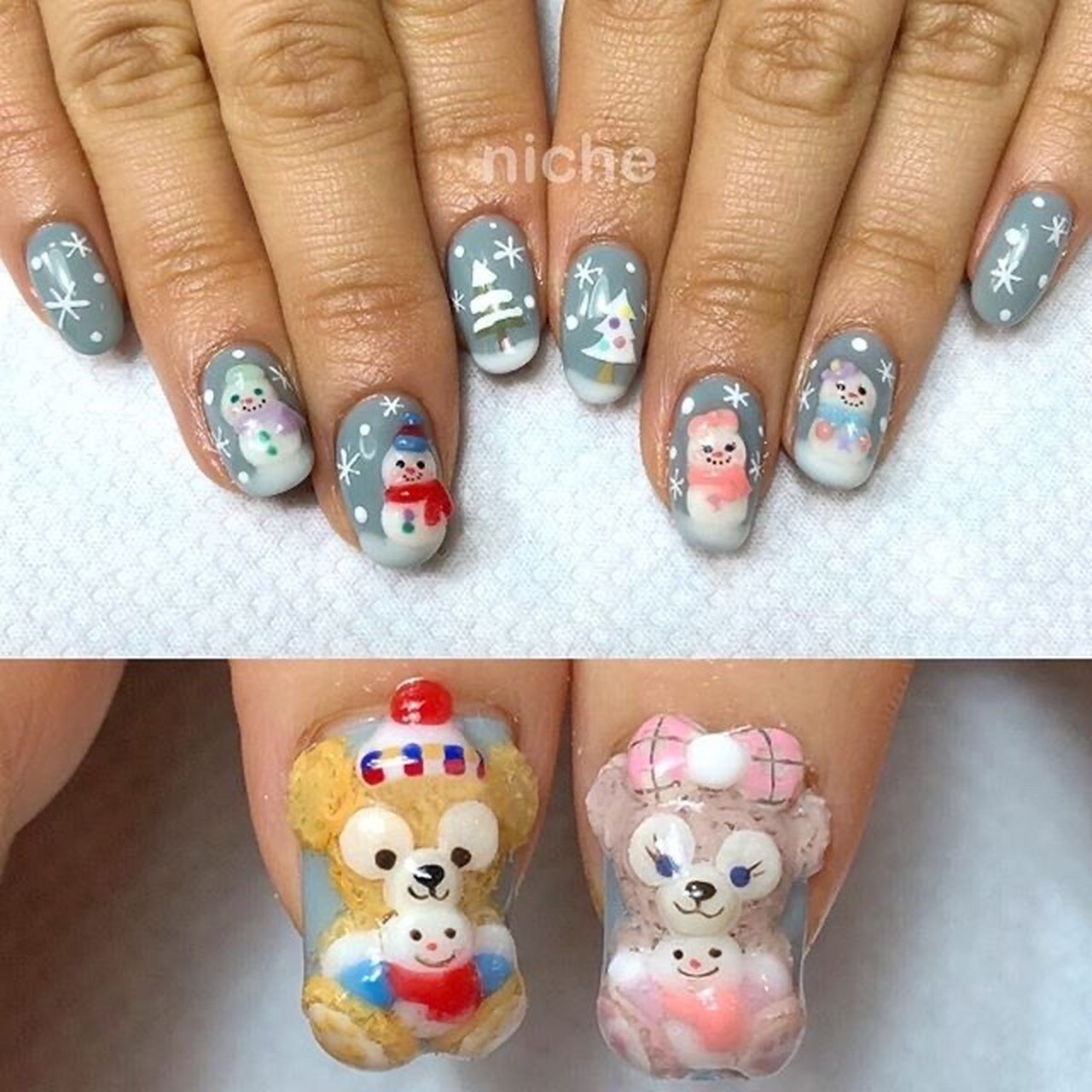 冬 クリスマス ハンド キャラクター 3d Nailsalonniche ネイルサロンニッチのネイルデザイン No ネイルブック