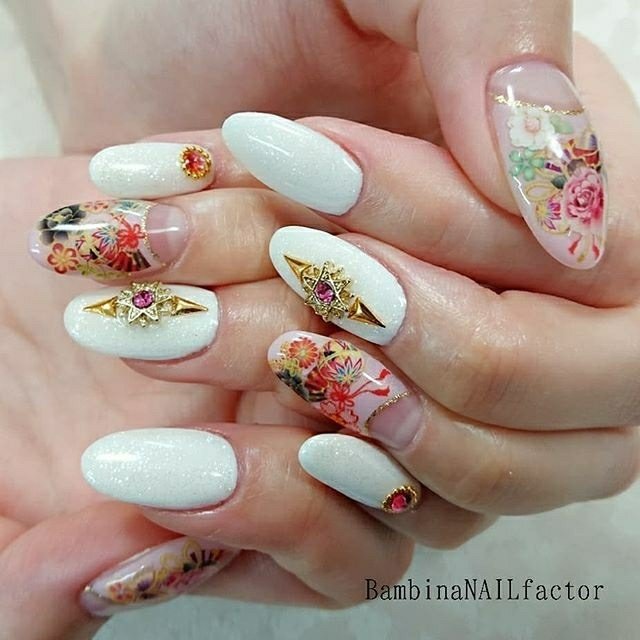 オールシーズン ブライダル ハンド フラワー 和 Bambinanailfactorkiyokoのネイルデザイン No ネイル ブック