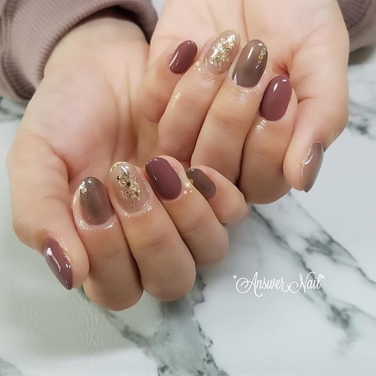 冬 オールシーズン ブラウン グレージュ Answer Nailのネイルデザイン No ネイルブック
