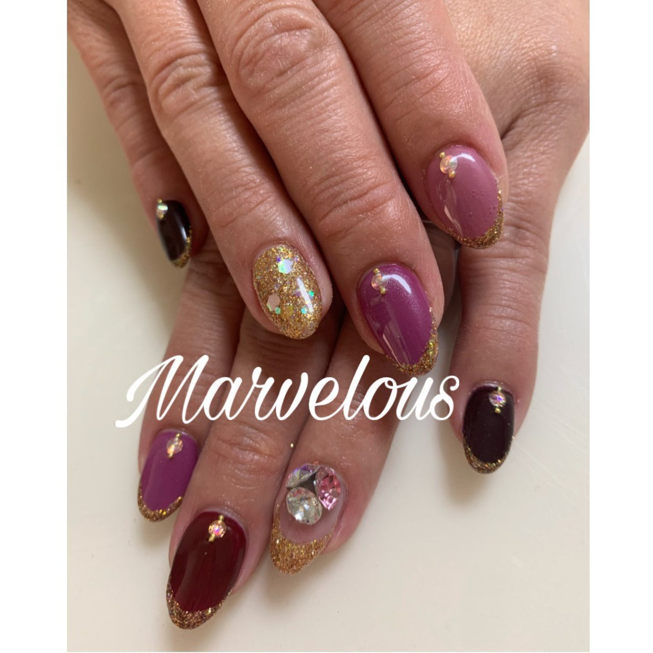 秋 冬 ハンド ラメ ワンカラー Marvelousマーヴェラスのネイルデザイン No ネイルブック