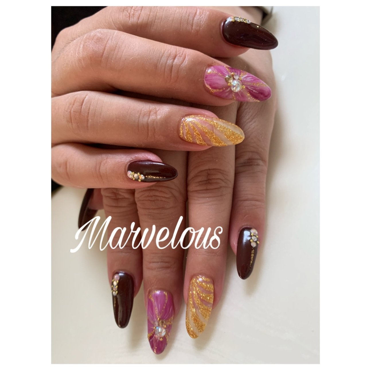 秋 冬 ハンド ビジュー ラメ Marvelousマーヴェラスのネイルデザイン No ネイルブック