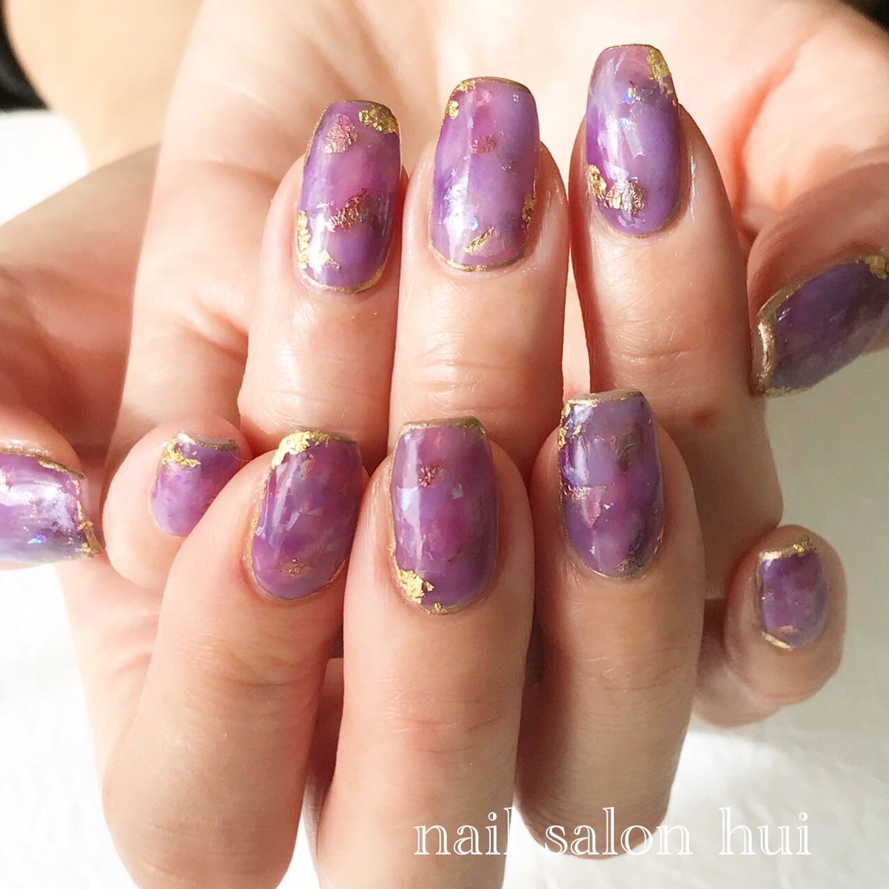 ハンド パープル ゴールド お客様 Nailsalon Huiのネイルデザイン No ネイルブック