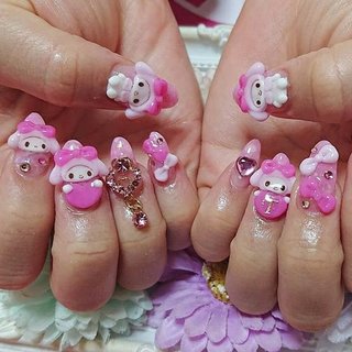 クリスマス ピンク マイメロのネイルデザイン ネイルブック