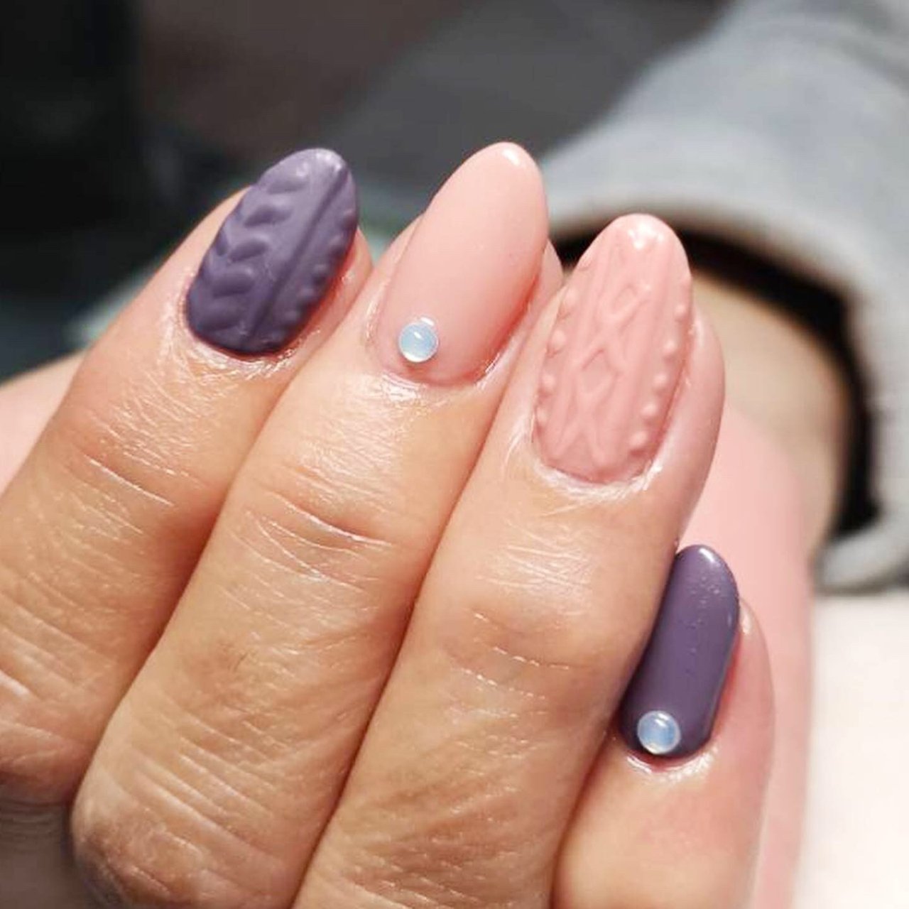 冬 ハンド ワンカラー ニット ミディアム Ecn Nailのネイルデザイン No ネイルブック