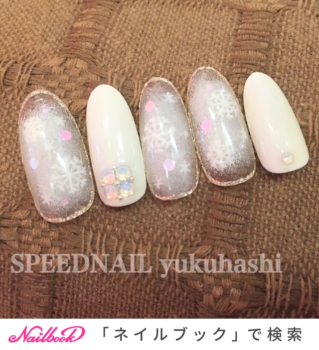 冬 クリスマス ハンド シースルー チーク Speednailゆめタウン行橋店のネイルデザイン No ネイルブック